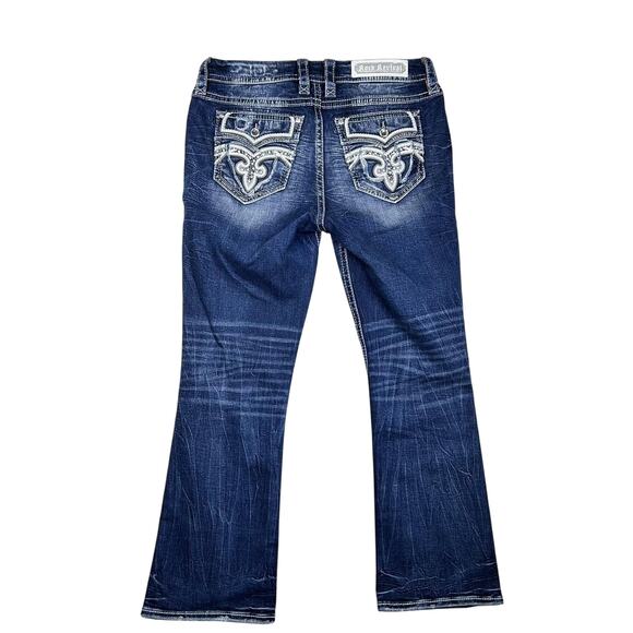 Rock Revival Jeans Womens 31 Pilkin Mid Rise Boot Embellished Pockets Whiskered - Picture 1 of 10